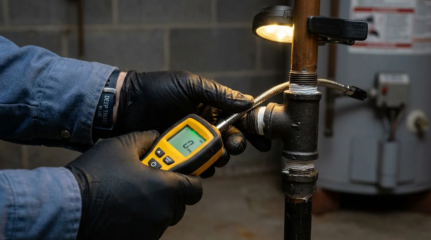 Gas leak detection with electronic sniffer by Johns Plumbing LLC in Eden