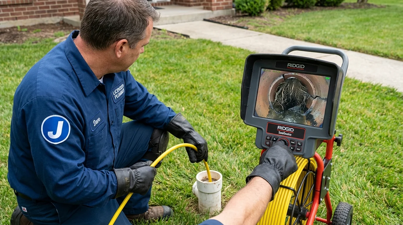 Sewer camera inspection being performed by Johns Plumbing LLC in Eden